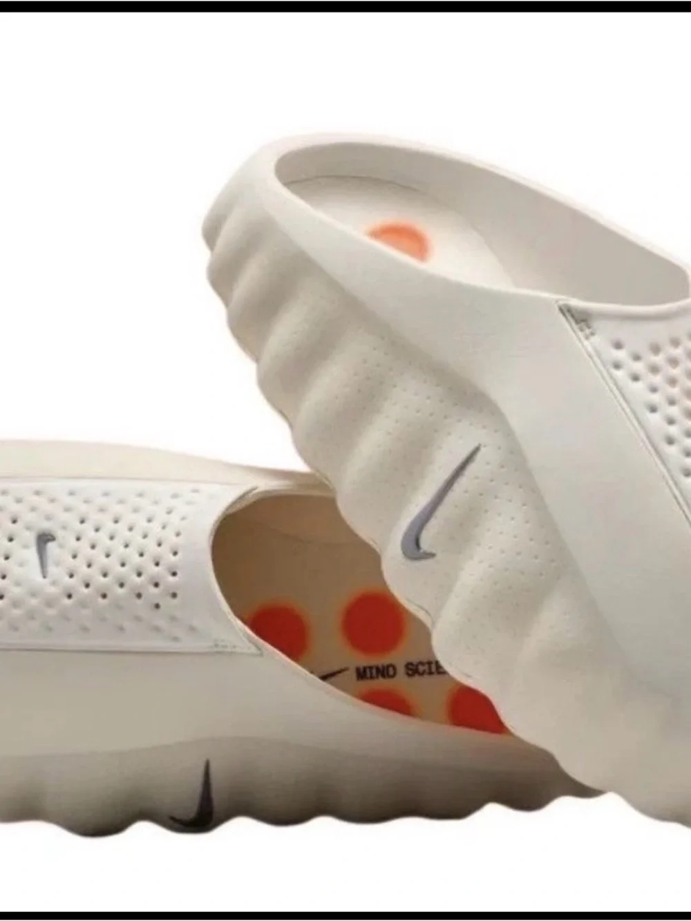 Nike Cream Foam Slip-On with Orange Outsole Accents